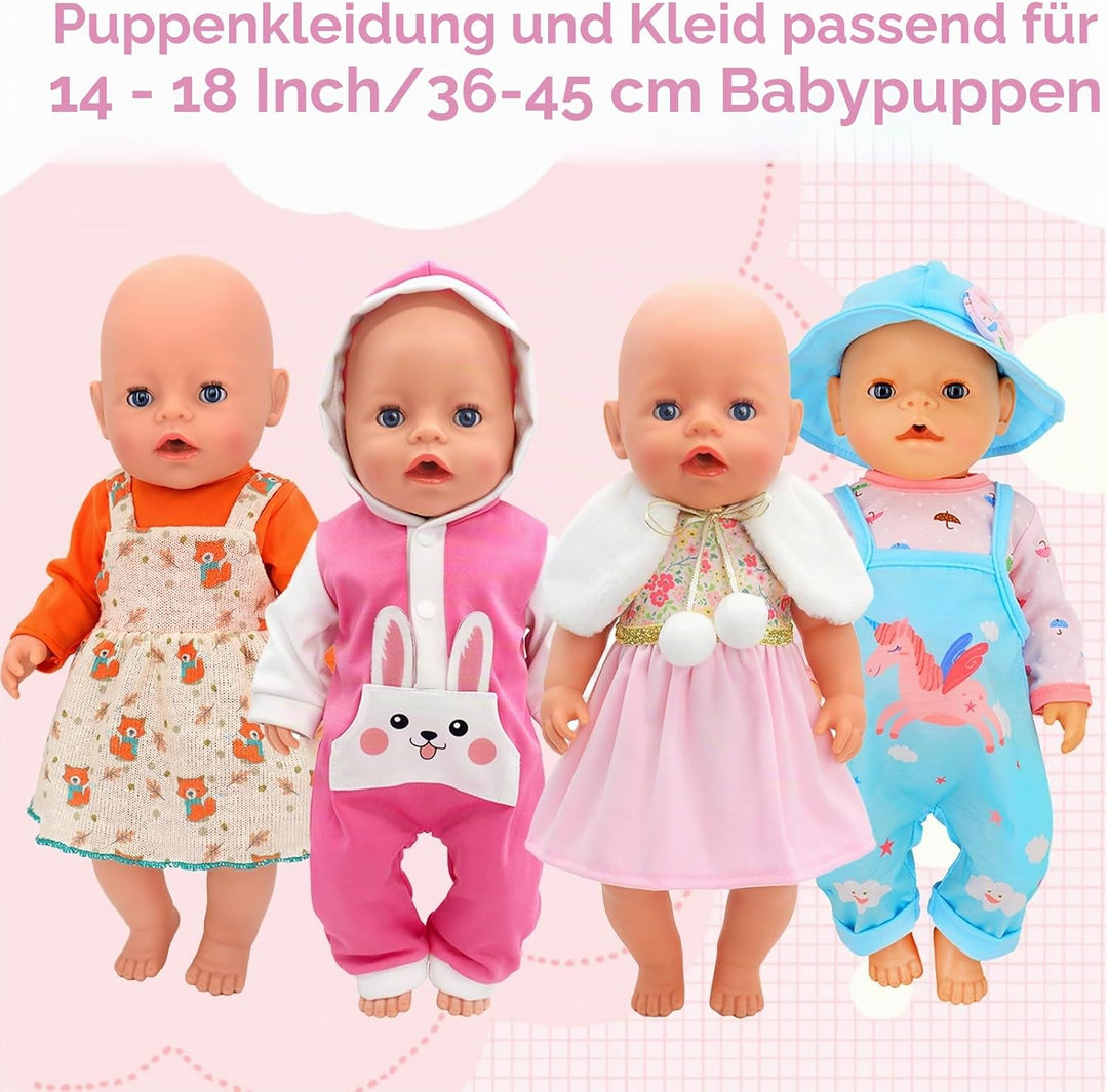 4 Stück Puppenkleidung für Baby Puppen, Kleidung kompatibel mit 35-43 cm New Born Baby Puppen, Puppe