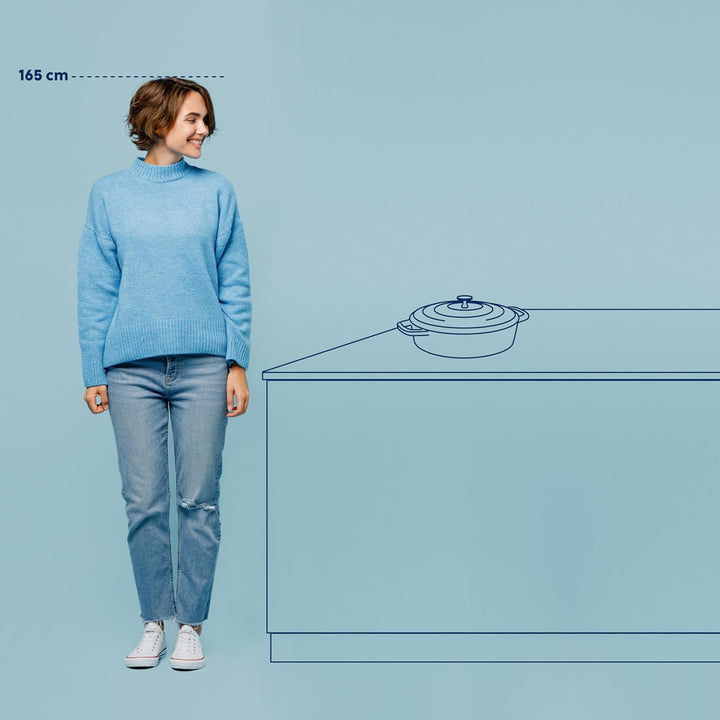 kela Bräter Gusseisen rund 3,2 Liter, Dutch Oven CALIDO, Induktion Gussbräter mit Deckel, Gusseisen