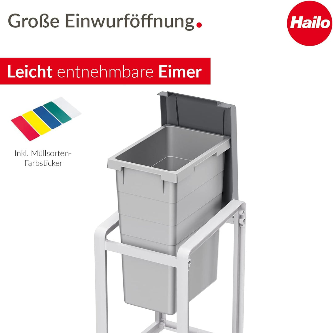 Hailo ProfiLine Öko XL Mülltrennsystem (Basiseinheit, 38 Liter, robustes Gestell, aus Kunststoff, he