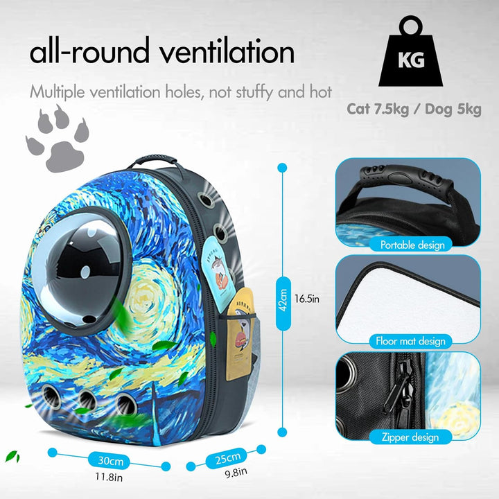 PETCUTE Hunderucksack,Atmungsaktive Haustier Rucksack für Kleine Katzen Hunde,Raumkapsel Haustier Tr
