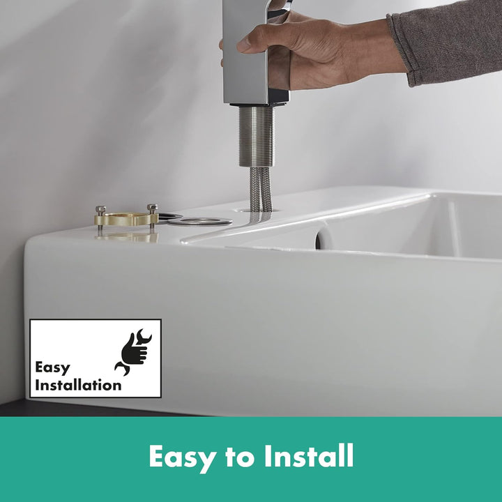 hansgrohe Waschtischarmatur Vernis Shape, Wasserhahn Bad mit Auslauf Höhe 70 mm, mit Zugstange, Bada