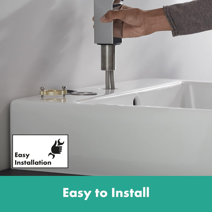 hansgrohe Vernis Shape - Waschtischarmatur ohne Ablauf, Wasserhahn Bad mit Auslauf Höhe 71 mm, Misch