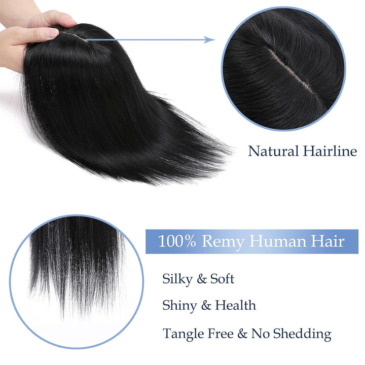 Silk-co Topper Extensions Echthaar Clip in Extensions Echthaar Toupet für Frauen Toupee Haarverlänge