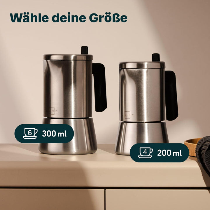 SILBERTHAL Espressokocher Edelstahl 200 ml - 4 Tassen - Induktionsgeeignet – Kaffeekocher für jeden