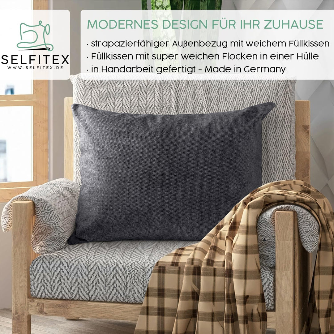 Selfitex Modisches Couchkissen XXL 60x80 cm, Sofakissen mit Füllung und Bezug, kuschelweiches Leseki