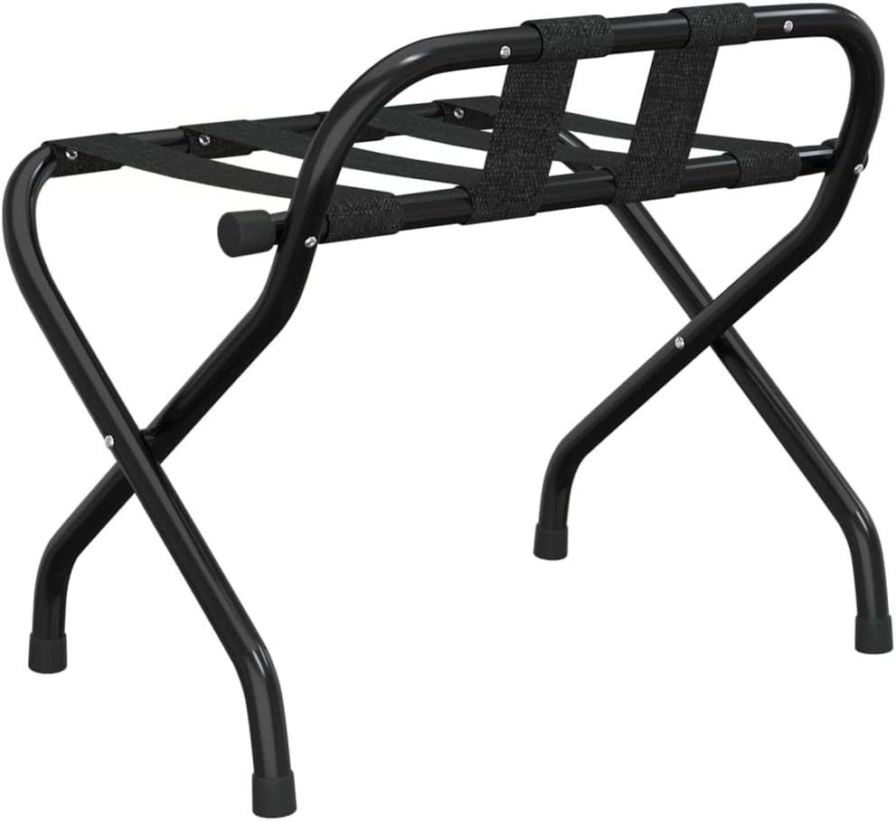 Gepäckablage mit Rückenlehne und klappbarem Metallgestell für Hotelzimmer oder Gästezimmer, Schwarz,