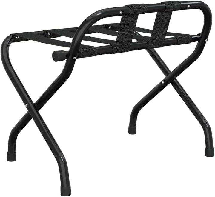 Gepäckablage mit Rückenlehne und klappbarem Metallgestell für Hotelzimmer oder Gästezimmer, Schwarz,