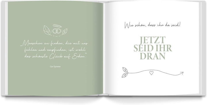 LEAF & GOLD® Gästebuch Hochzeit I Edles Hochzeitsgästebuch mit Fragen I Gästebuch zum Ausfüllen mit