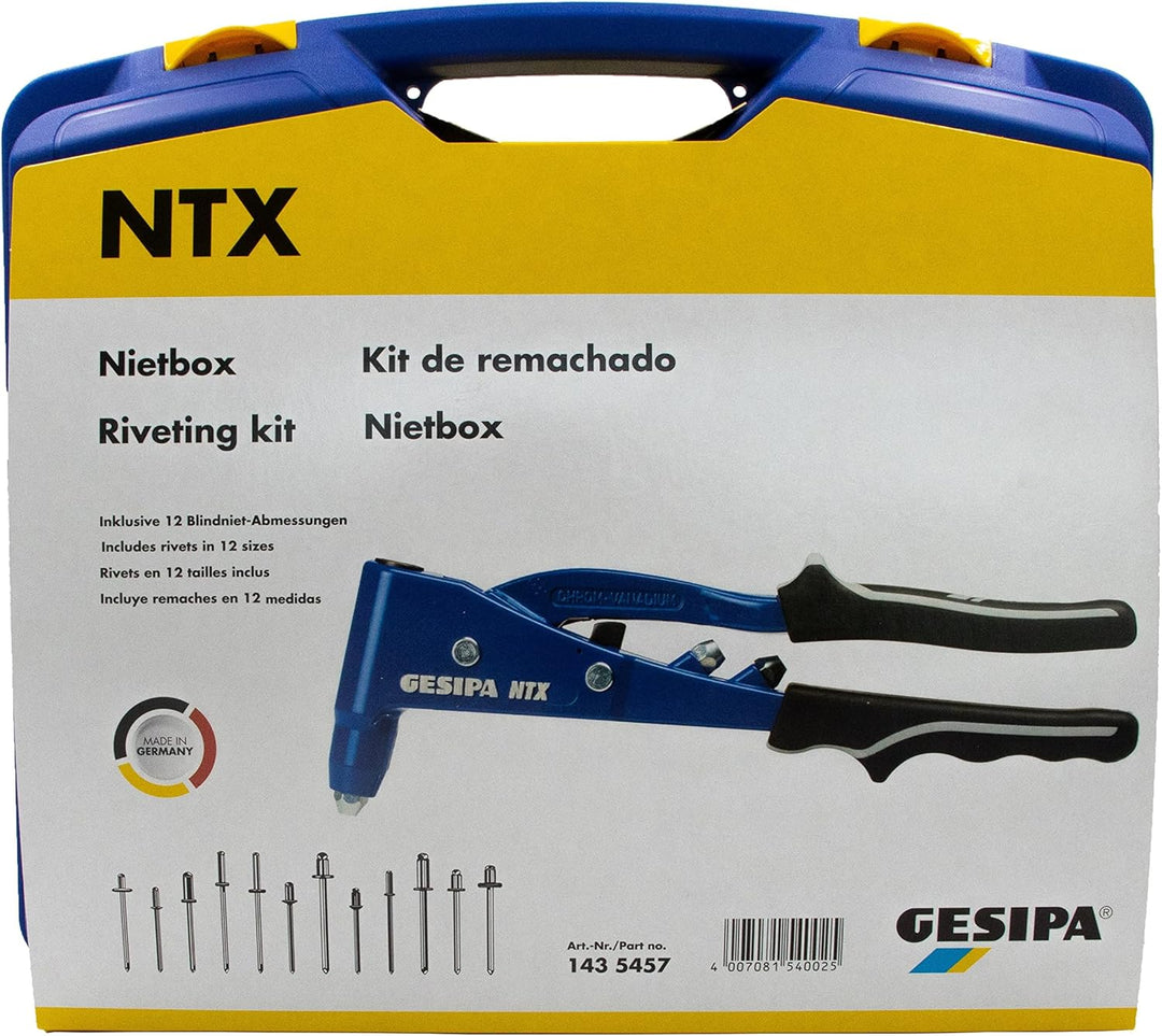 Gesipa | Grosses Blindnietzangen – Set NTX | mit 12 gängigen Nietabmessungen im praktischen Koffer |