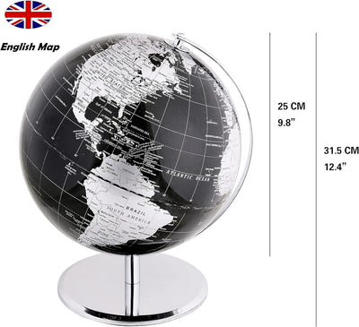 Exerz 25cm Globus - Englische Karte - Schüler-Globus - Mit Einem Metallfuss Pädagogisch/Geografisch/