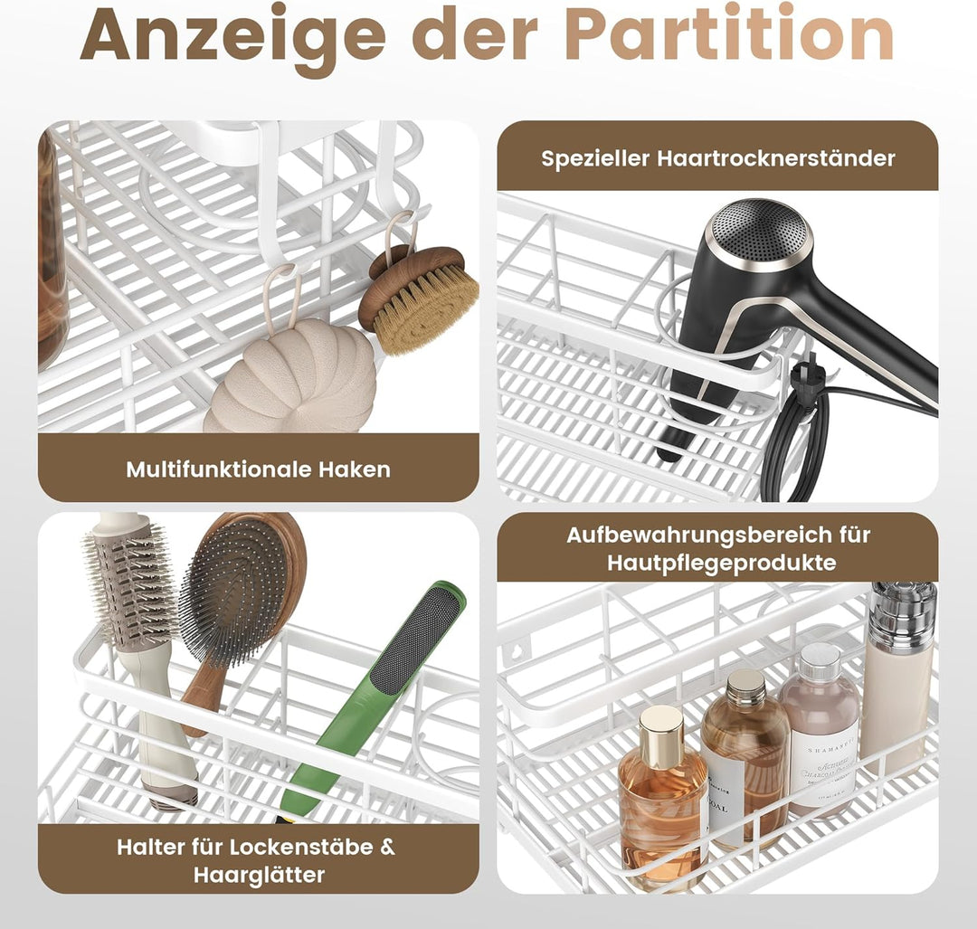 VITVITI Fönhalter ohne Bohren, Haartrocknerhalter aus Metall, Föhn Halterung Wand mit Schrauben und