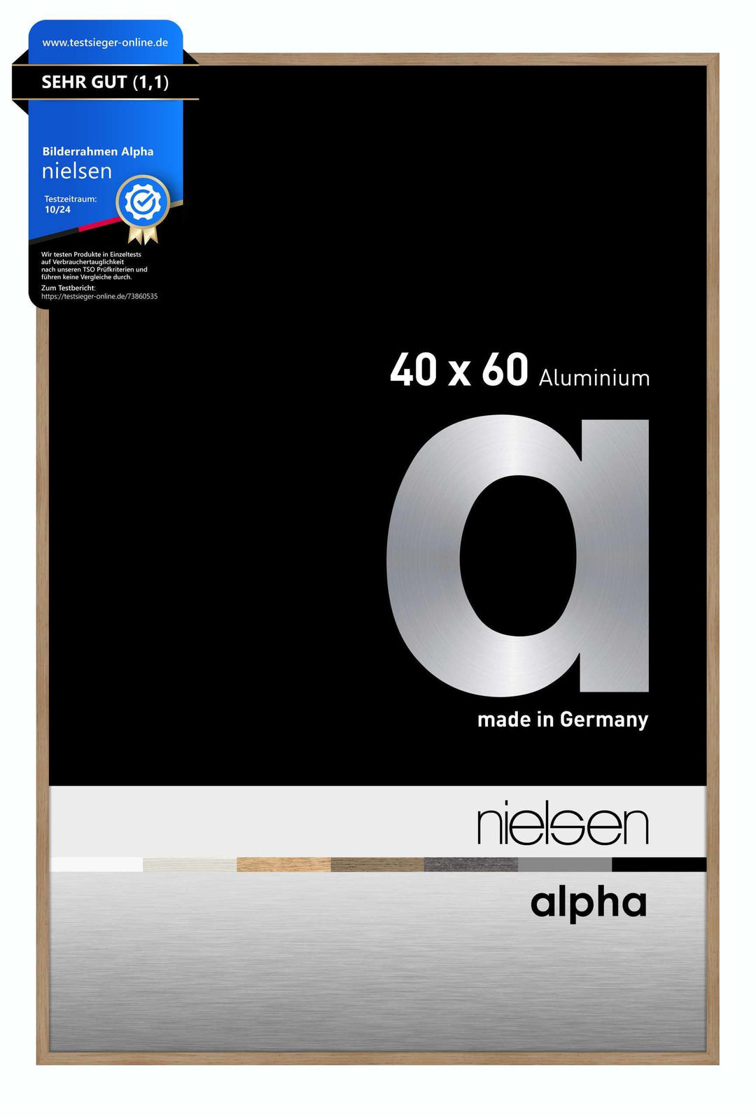 nielsen Aluminium Bilderrahmen Alpha, 40x60 cm, Eiche Eiche 40 x 60 cm, Eiche 40 x 60 cm