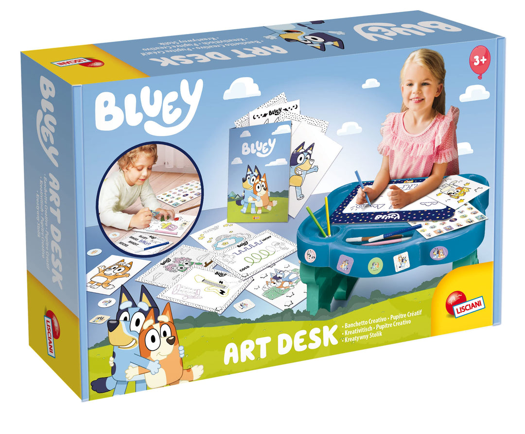 Lisciani - BLUEY - KREATIVSCHREIBTISCH - Kreativset für Kinder ab 3 Jahren - Malbuch Bluey, Sticker,