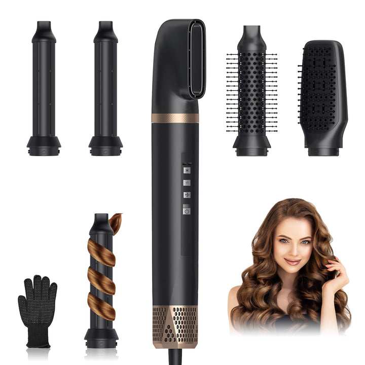 Airstyler Set 5in1, Professioneller Warmluftbürste Set 1400W,Multifunktionaler Hairstyler,Lockenstab