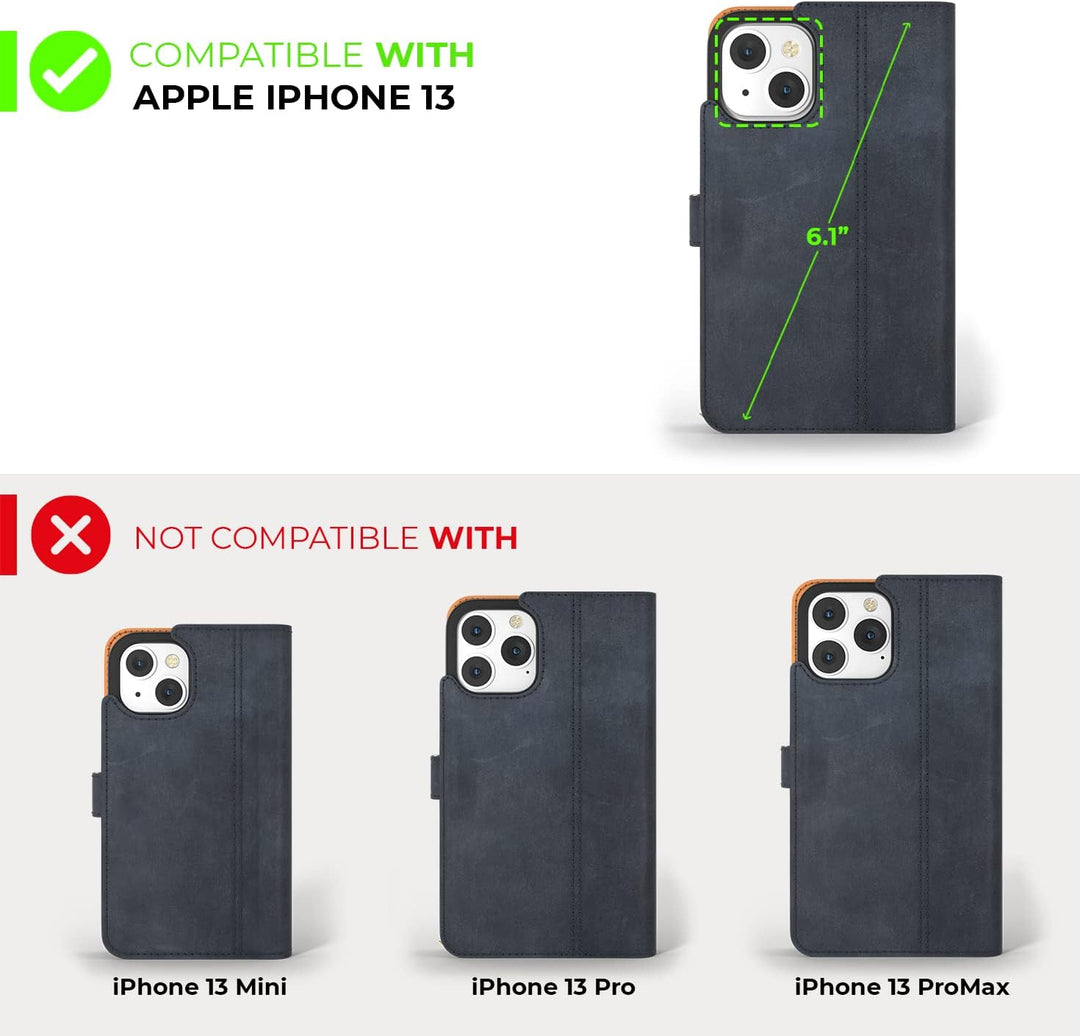 Snakehive iPhone 13 Hülle Leder | Stylische Handyhülle mit Kartenhalter & Standfuss | Handyhülle Sch