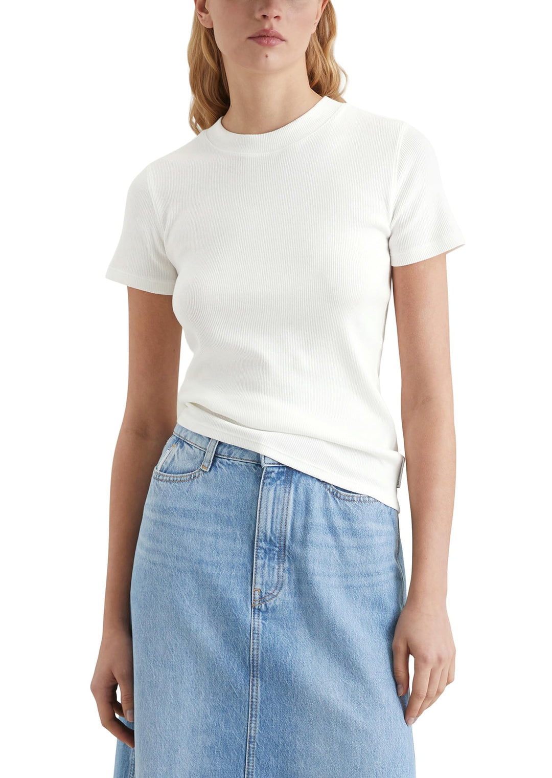 Marc O'Polo Denim Damen T-Shirt aus Bio-Baumwolle mit V-Ausschnitt L 1183, L 1183