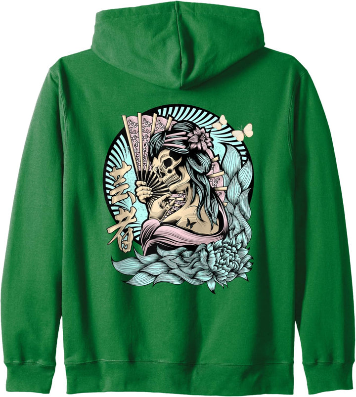 Pastell-Anime-Skelett-Mädchen, japanische detaillierte Illustration Kapuzenjacke