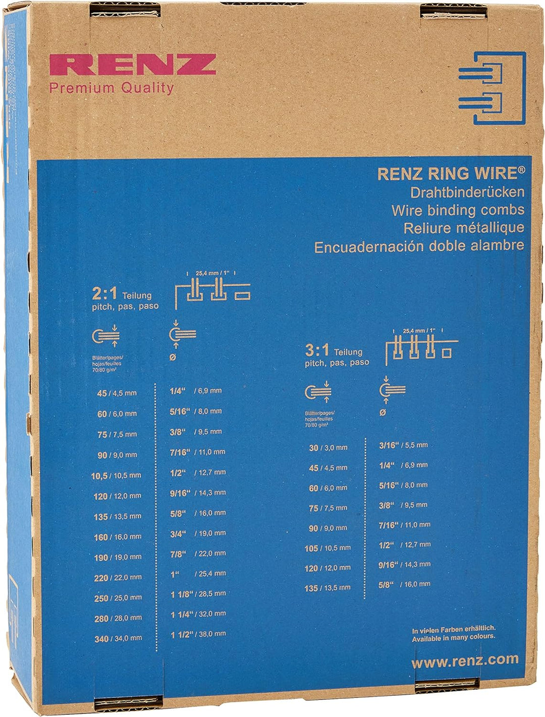 Renz Ring Wire Drahtkamm-Bindeelemente in 3:1 Teilung, 34 Schlaufen, Durchmesser 14.3 mm, 9/16 Zoll,