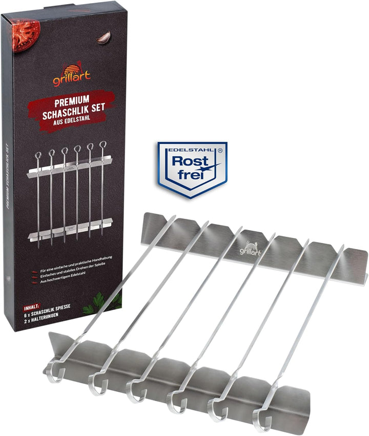 Premium Schaschlikspiesse aus Edelstahl mit Gestell – Hochwertige Grillspiesse für den Grill mit 360