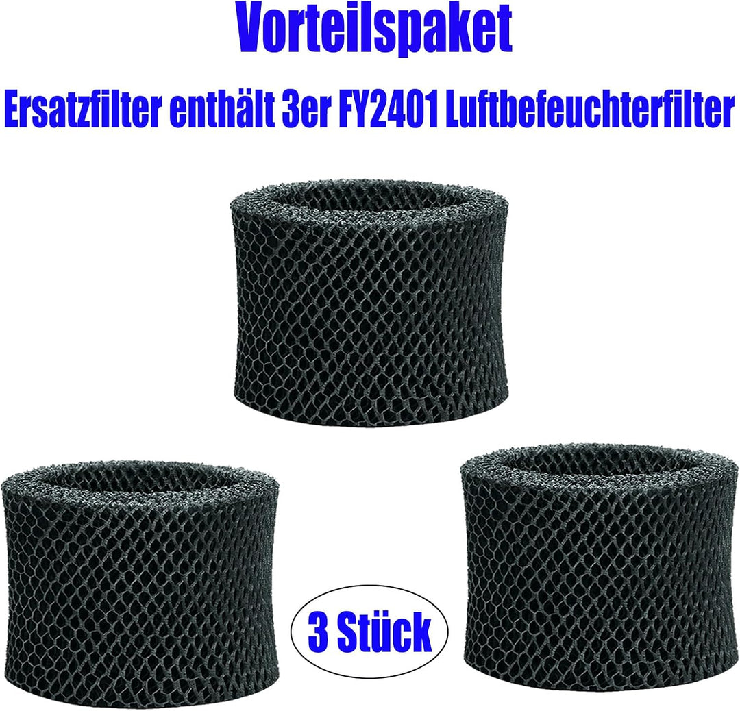 3er FY2401/30 Ersatzfilter für Philips Series 2000 Luftbefeuchter | Activated Carbon Upgrade Filter
