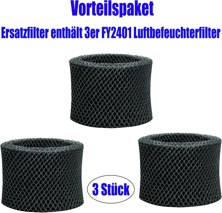 3er FY2401/30 Ersatzfilter für Philips Series 2000 Luftbefeuchter | Activated Carbon Upgrade Filter