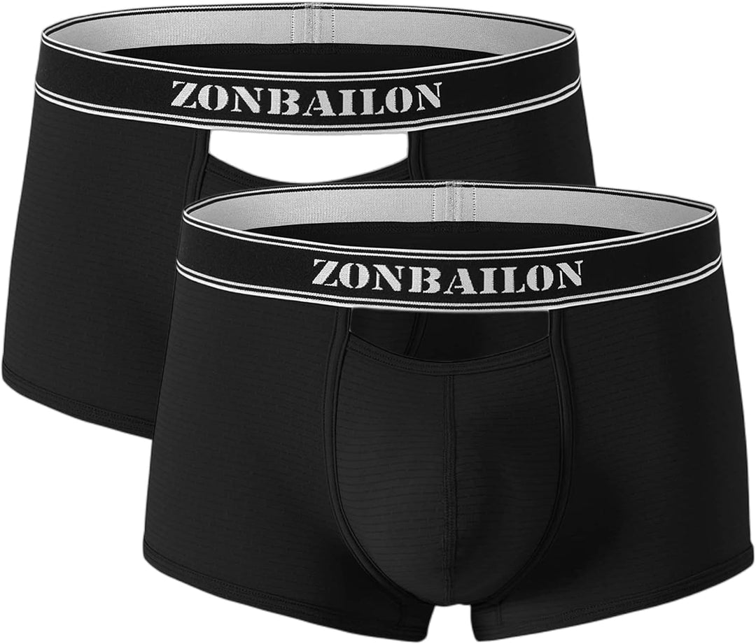 BIATWOWR Herren Boxershorts mit atmungsaktivem Stoff Micro-Mesh erhöhtem Front und Rückenöffnung ohn