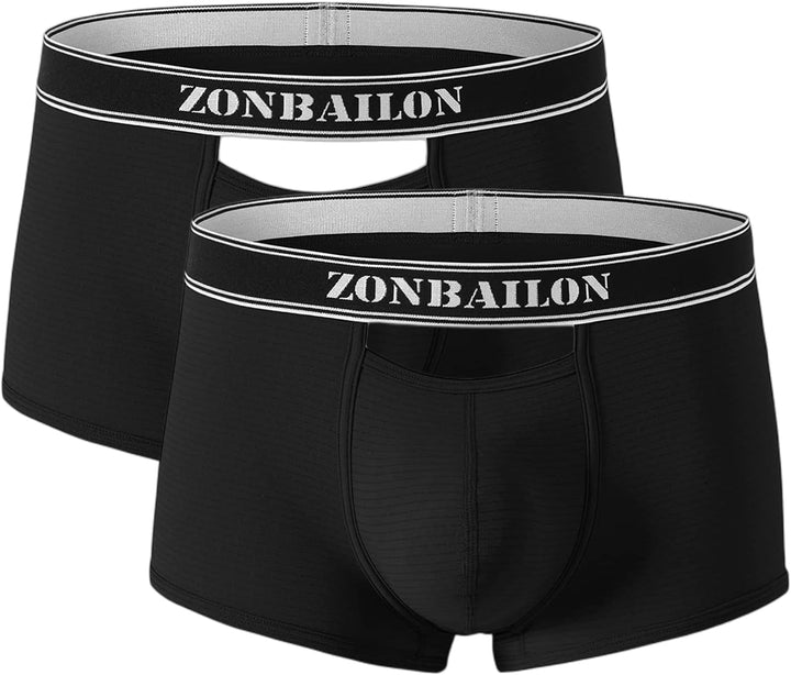 BIATWOWR Herren Boxershorts mit atmungsaktivem Stoff Micro-Mesh erhöhtem Front und Rückenöffnung ohn