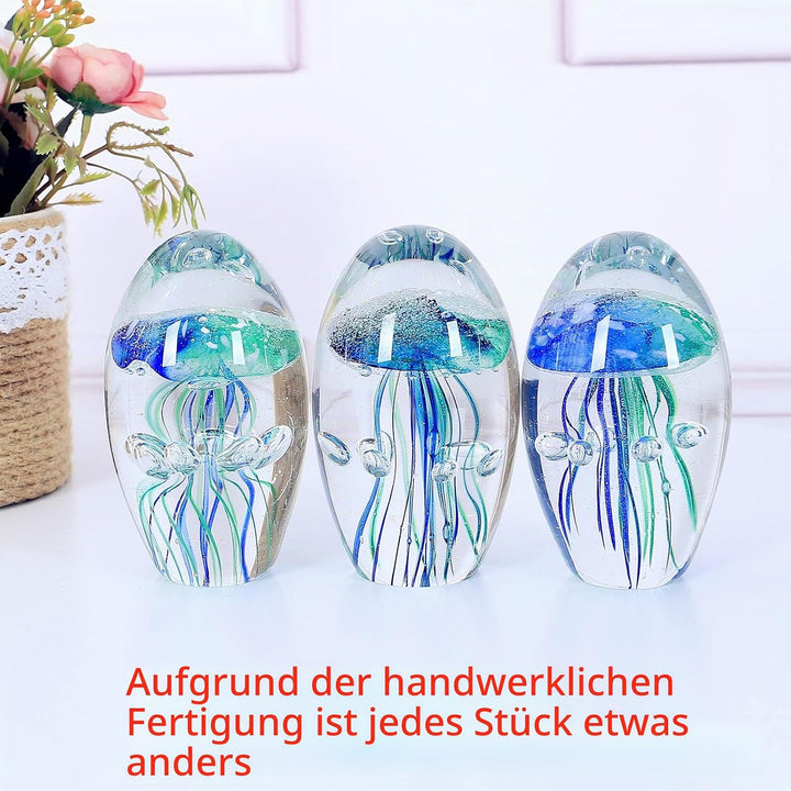 EUSTUMA Handgeblasenes Glas Quallen Figur Ornament, Meerestier Ornament für Aquarium Aquarium, Meere