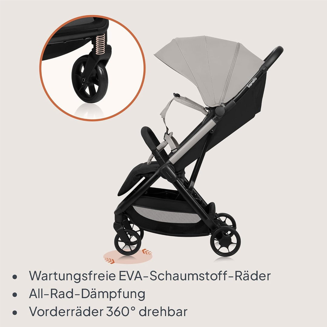 Lionelo Julie Air Buggy bis zu 22 kg von 6 m bis 4 Jahre Für Flugzeug Schwenkräder 360° Federung Ein