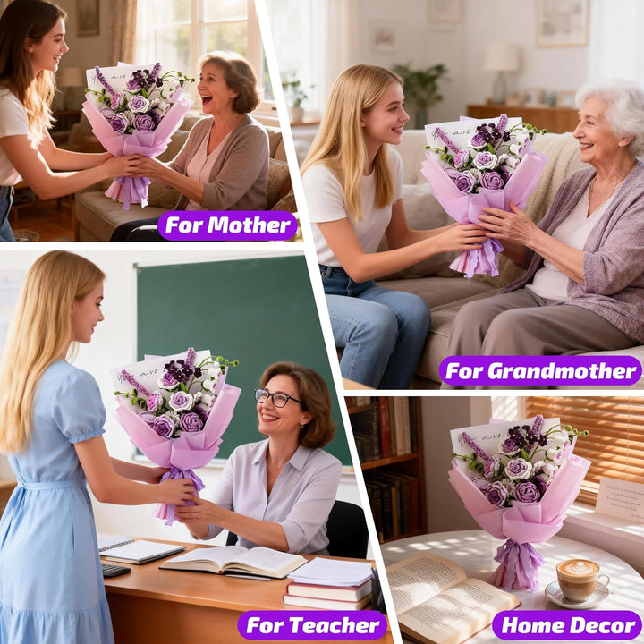 BoloShine Häkelset Blumen, Rose Blumenstrauss Häkelset für Anfänger Erwachsene, Häkelblumen Set mit