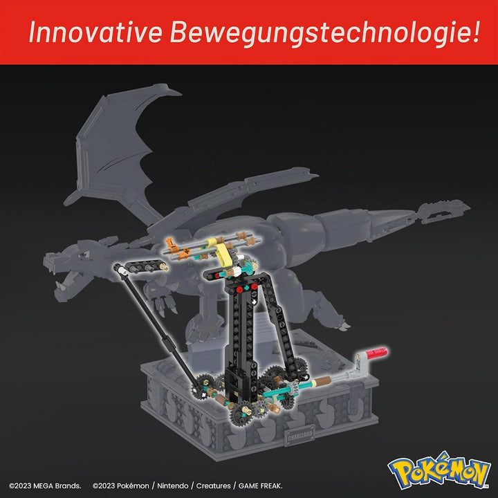 MEGA Pokémon Actionfigur Bauspielzeug für Erwachsene, zusammenbaubares, bewegliches Glurak mit 1664