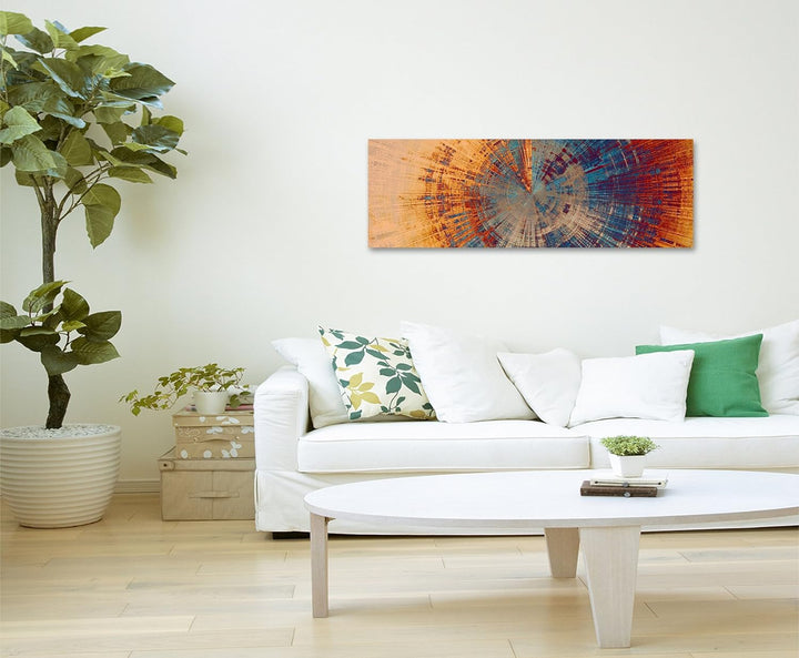 Wandbild 150x50cm Vintage Gemälde eines Baum Querschnitts auf Leinwand für Wohnzimmer, Büro, Schlafz