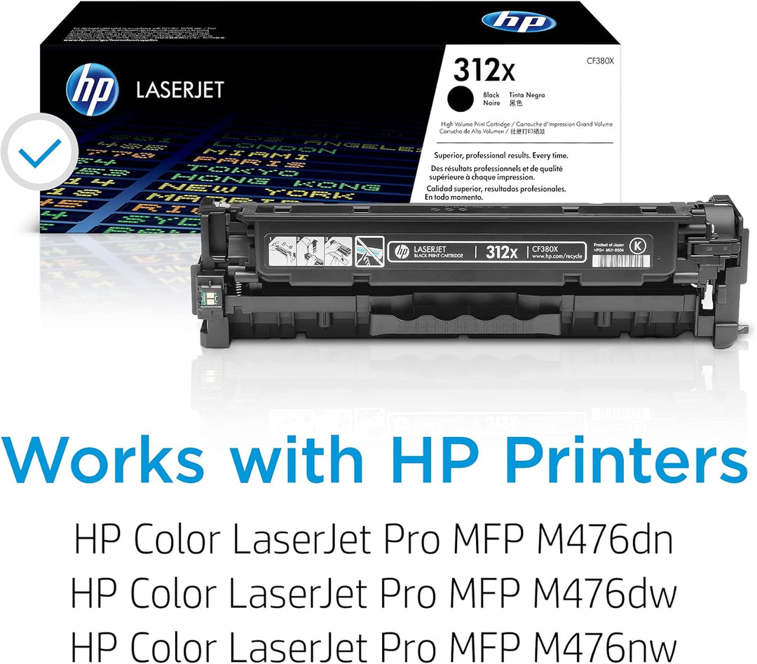 HP 312X (CF380X) Schwarz Original Toner mit hoher Reichweite für HP Color Laserjet Pro MFP M476, XL