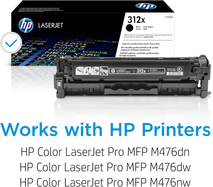 HP 312X (CF380X) Schwarz Original Toner mit hoher Reichweite für HP Color Laserjet Pro MFP M476, XL