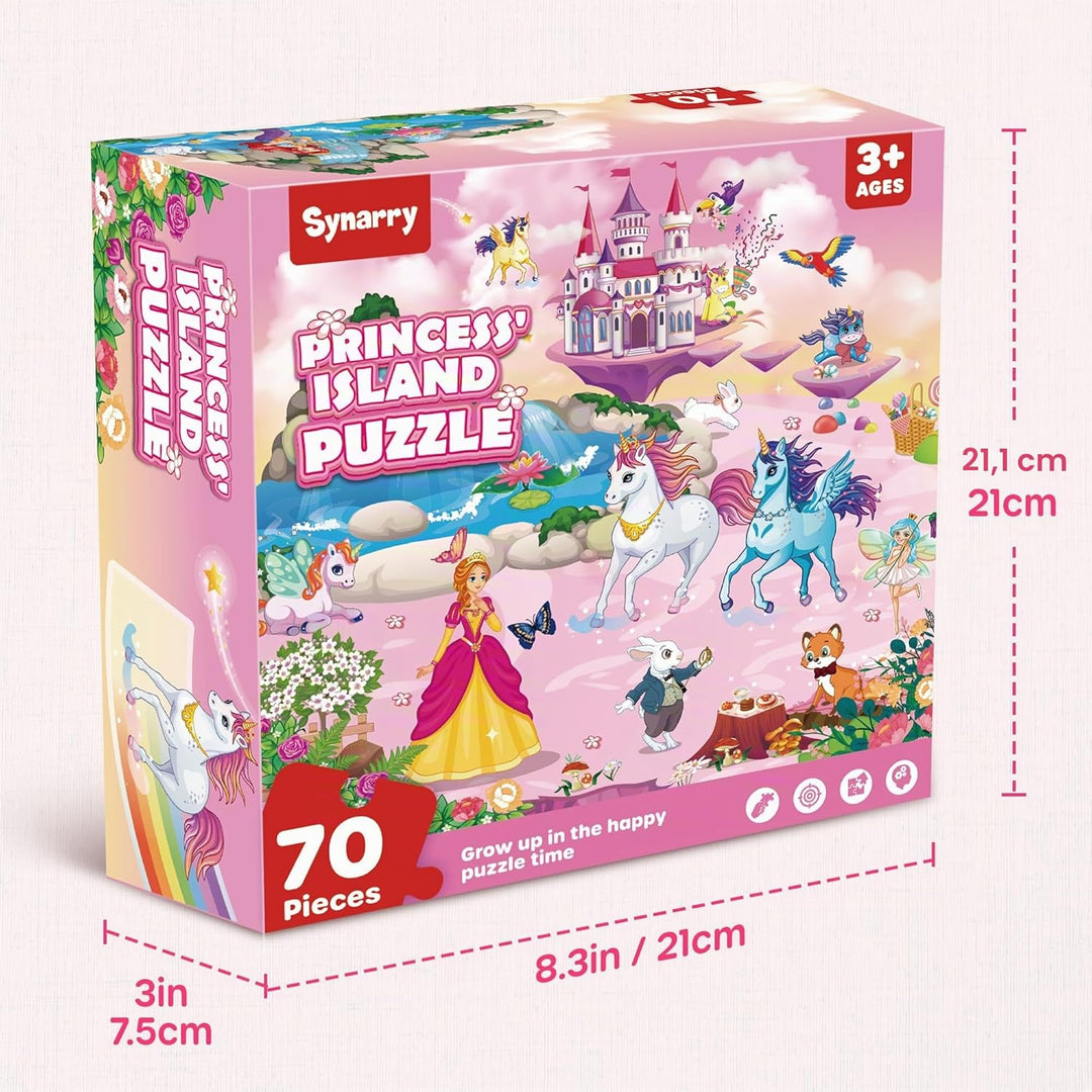 SYNARRY Grosse Einhorn Prinzessin Boden Puzzle für Kinder ab 3 4 5 6 7 8 Jahren, 70 Teile Kinderpuzz