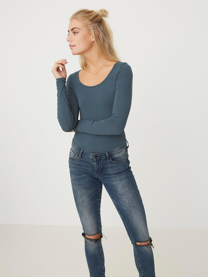 VERO MODA Damen Langarmshirts Vmmaxi My Ls Soft Uneck Ga Noos S 1x Oil Green, 1x Abyss, 1x Stormy We