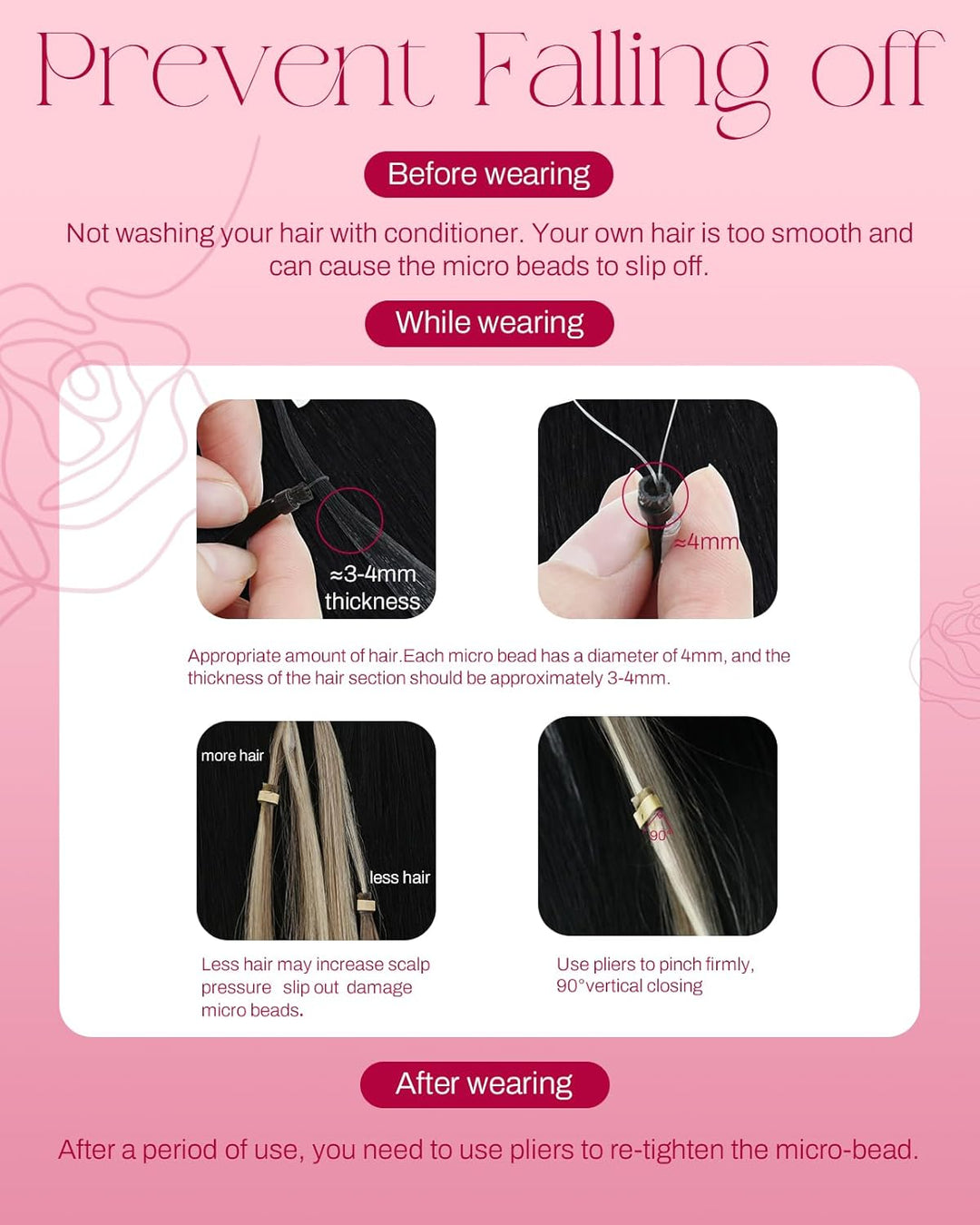 Moresoo Extensions Microring Echthaar 1g Cold Fusion Micro Ring Extensions Blond Strähnen 60cm Remy