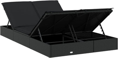 Festnight Poly Rattan Doppelliege Sonnenliege für 2 Personen Gartenliege 2 Personen Doppelliege Outd