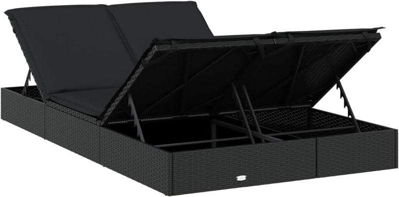 Festnight Poly Rattan Doppelliege Sonnenliege für 2 Personen Gartenliege 2 Personen Doppelliege Outd