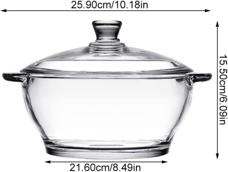 GANAZONO Glastopf Kochen Glas-Kochgeschirr Suppenterrine Aus Borosilikatglas Widerstandsfähiger Nude