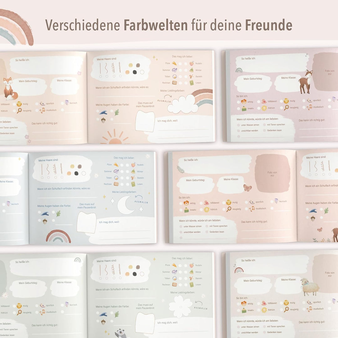 mintkind Freundebuch Grundschule – Boho Fuchs, Hardcover, 80 Seiten, DIN A5 quer, 140g Naturpapier,