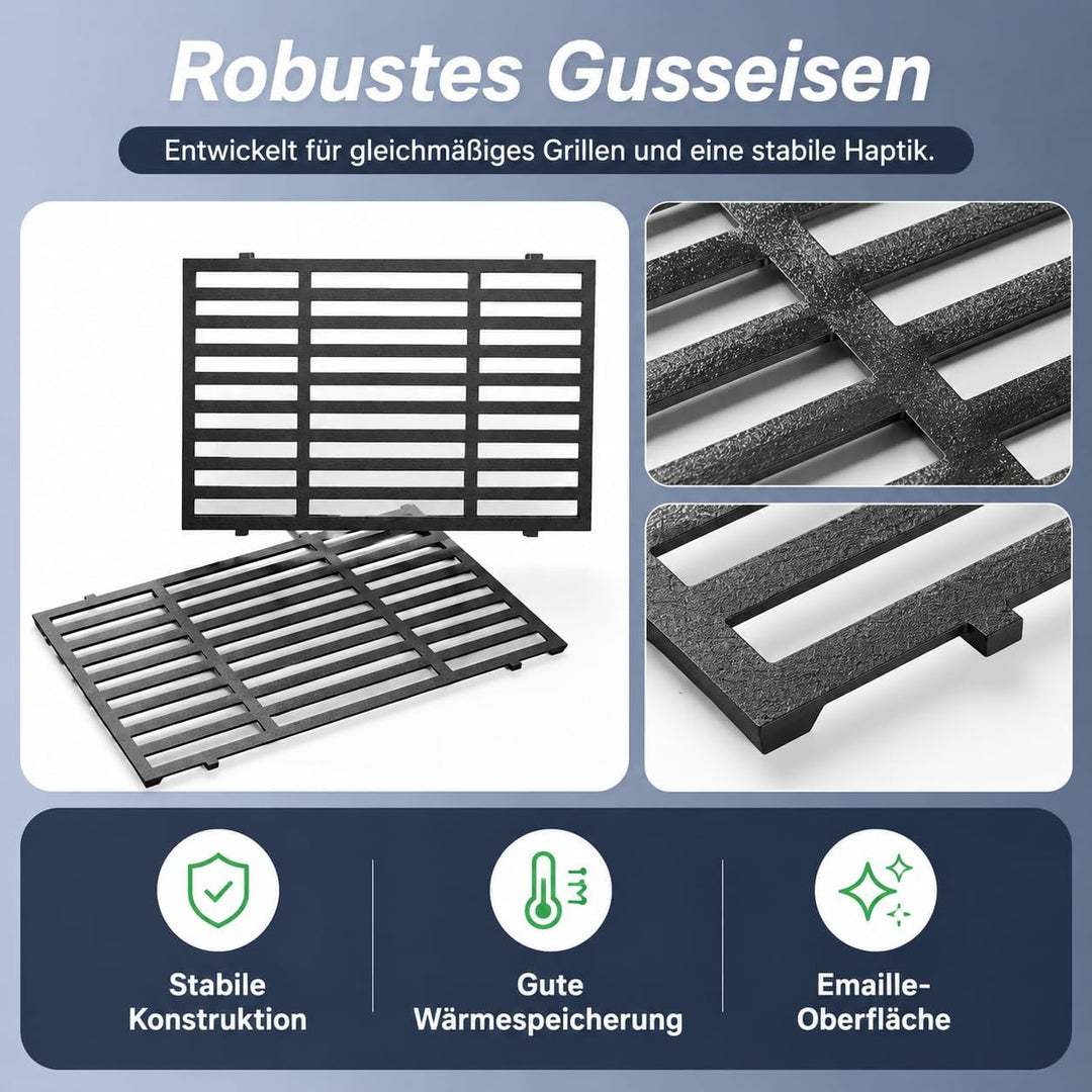 Uniflasy 44,5 x 26cm Gusseisen Grillrost 7637 für Weber Spirit I & II E210, E220, S210, S220 (mit vo