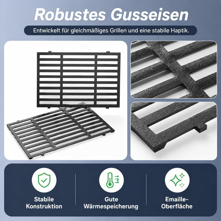 Uniflasy 44,5 x 26cm Gusseisen Grillrost 7637 für Weber Spirit I & II E210, E220, S210, S220 (mit vo