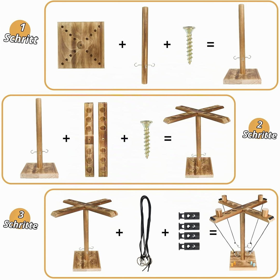 Ring Toss Game Ringwurfspiel für Erwachsene, ZAKVOP Hook Spiel 4 Spieler Ring Toss Hook mit Punkteta