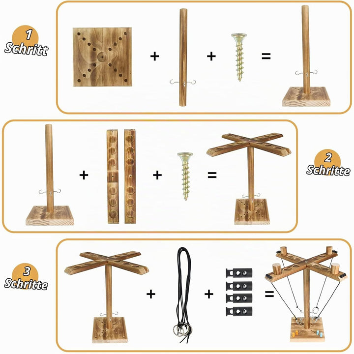 Ring Toss Game Ringwurfspiel für Erwachsene, ZAKVOP Hook Spiel 4 Spieler Ring Toss Hook mit Punkteta