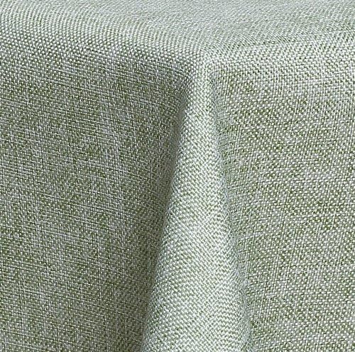 Textil Tischdecke - Leinen Optik - wasserabweisend Rund (Lindgrün, 220 cm) Lindgrün 220 cm, Lindgrün