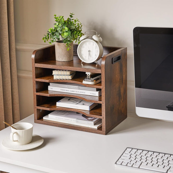 YMYNY Schreibtisch Organizer aus Holz, Dokumentenablage, A4, Aktenmagazinhalter Bücher, Sammler, mit