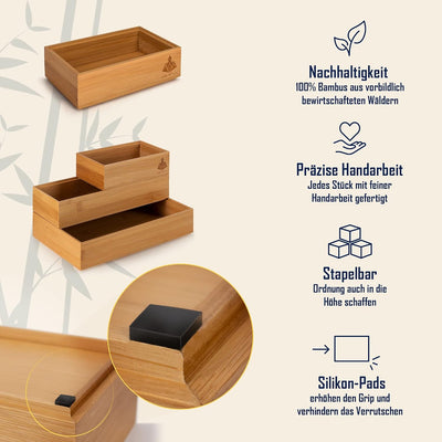 Lilly Things ANTIRUTSCH Bambus Schubladen Ordnungssystem (6 teilig, Holz) Schubladen Organizer Schub