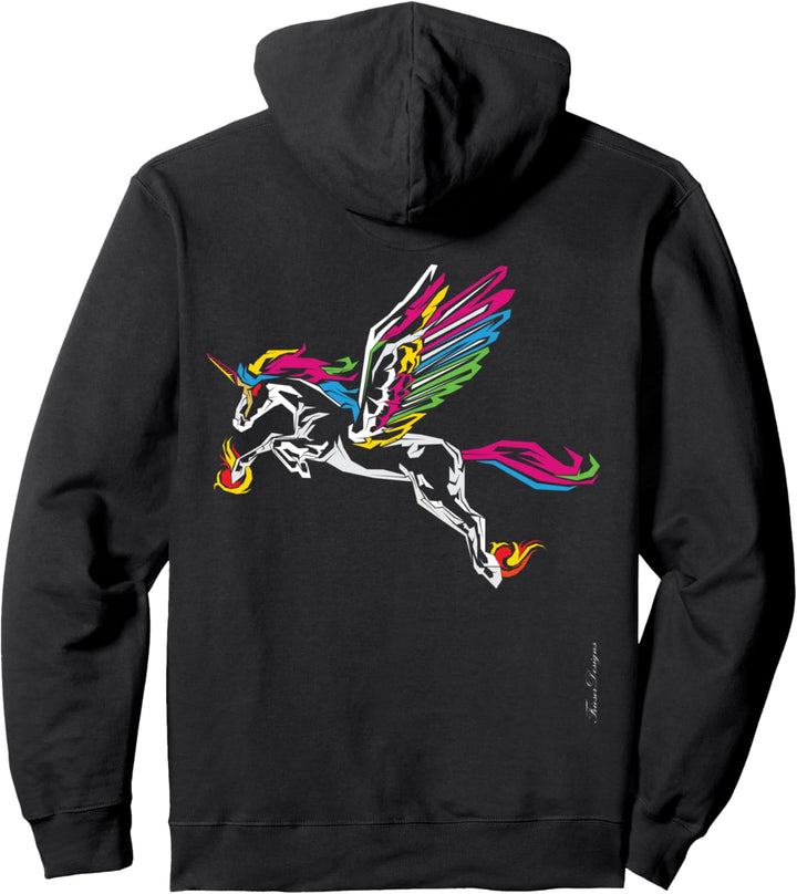 fliegendes techno Einhorn buntes Pegasus Pullover Hoodie