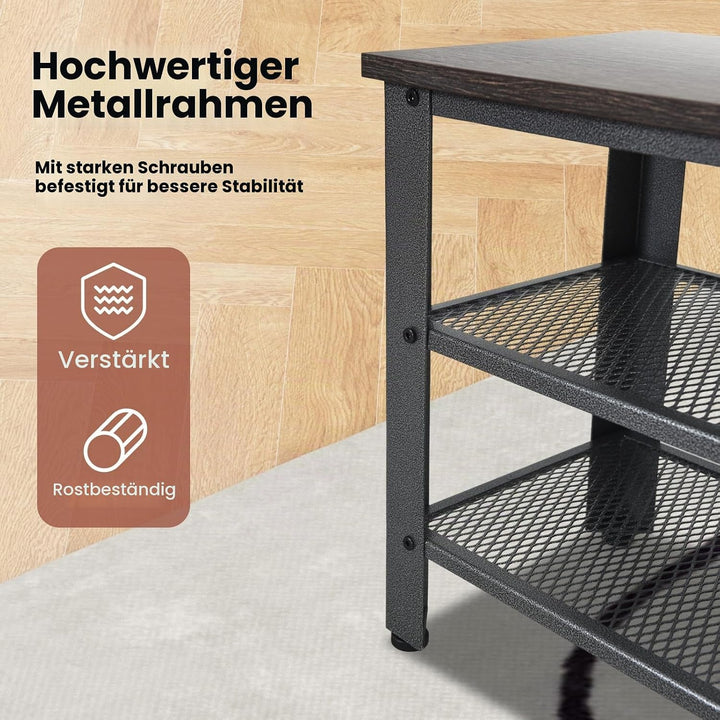 Giantex Schuhbank, Schuhregal mit 2 Gitterablagen, Sitzbank mit Stauraum, Schuschrank Industriedesig